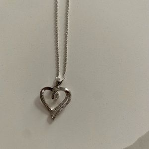 18” CZ heart necklace